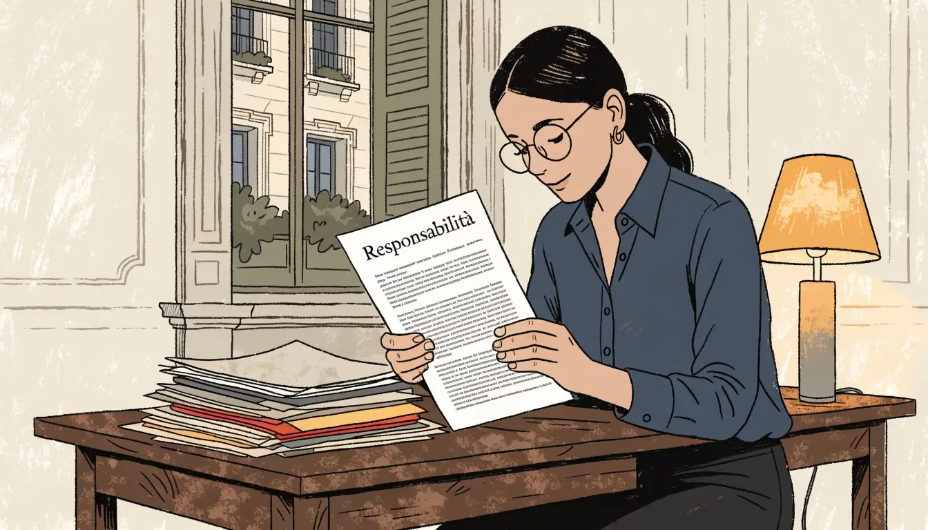 Persona legge un documento legale in un ufficio tranquillo