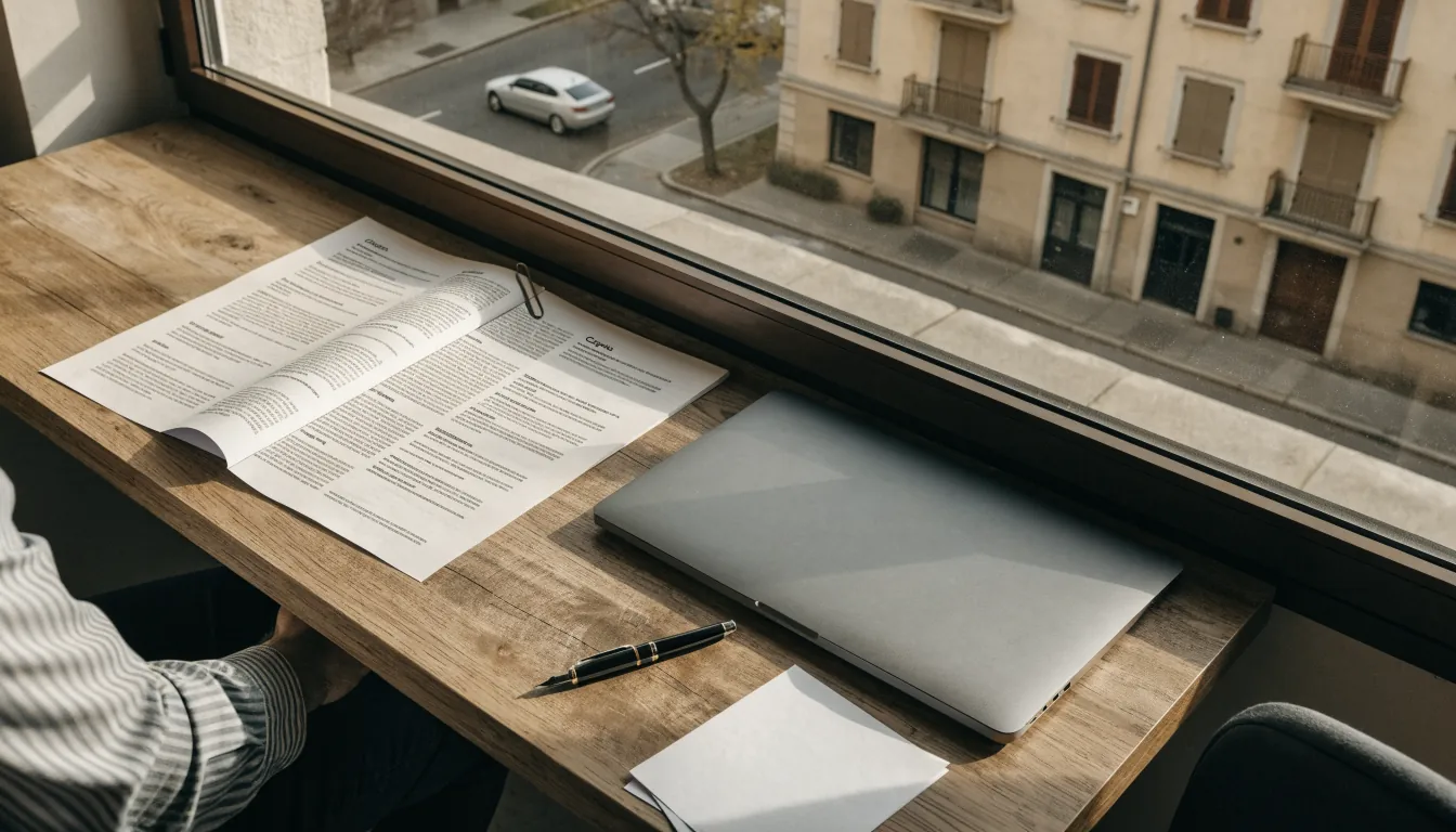 Ufficio italiano con documenti legali e penna elegante